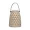Hello Honey® 8" White & Brown Stoneware Rechargeable LED Solar Powered Waterproof Lantern
